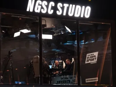Live recording inside the NGSC Studio with visible lighting and camera setup for media coverage